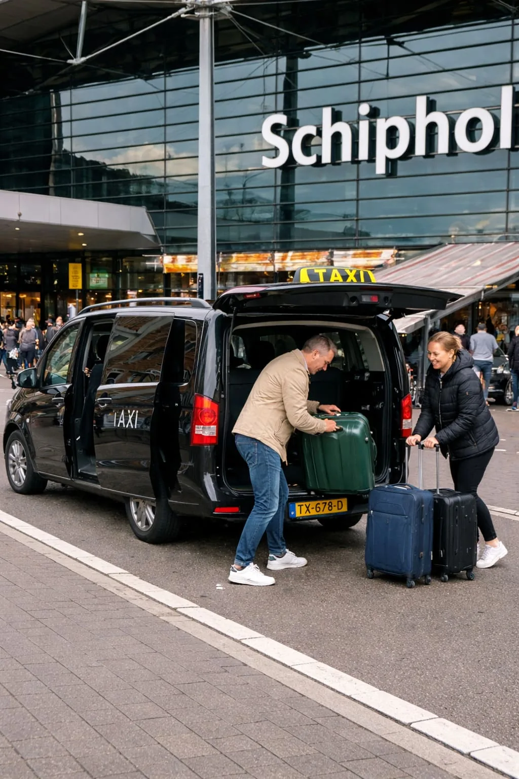 Bagage laden bij Schiphol, HaarlemCabTaxi